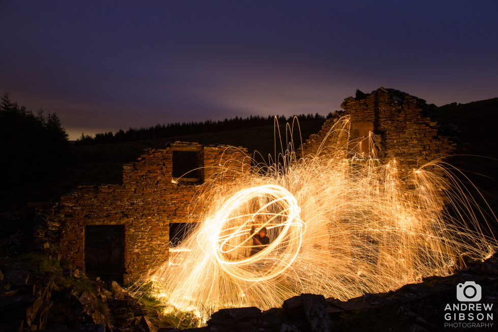 Spinning fire, Haslingden Grane ruins